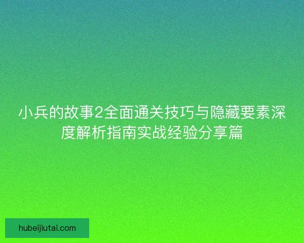小兵的故事2全面通关技巧与隐藏要素深度解析指南实战经验分享篇