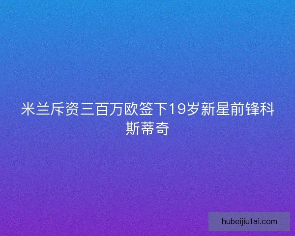 米兰斥资三百万欧签下19岁新星前锋科斯蒂奇
